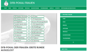 DFP-Pokal Frauen (Screenshot der DFB Homepage)